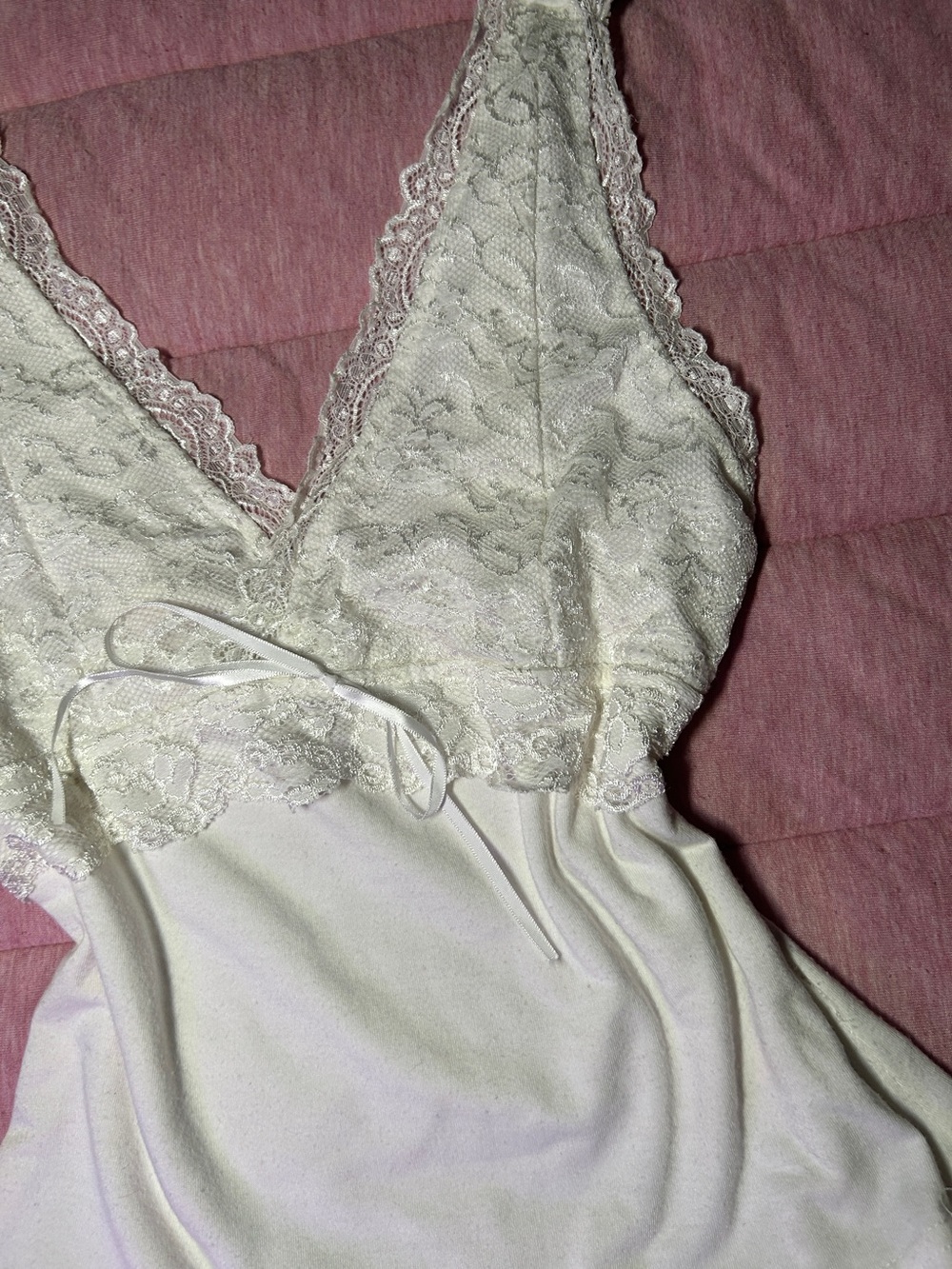 Lace-Trim White Women's Chemise Nightgown